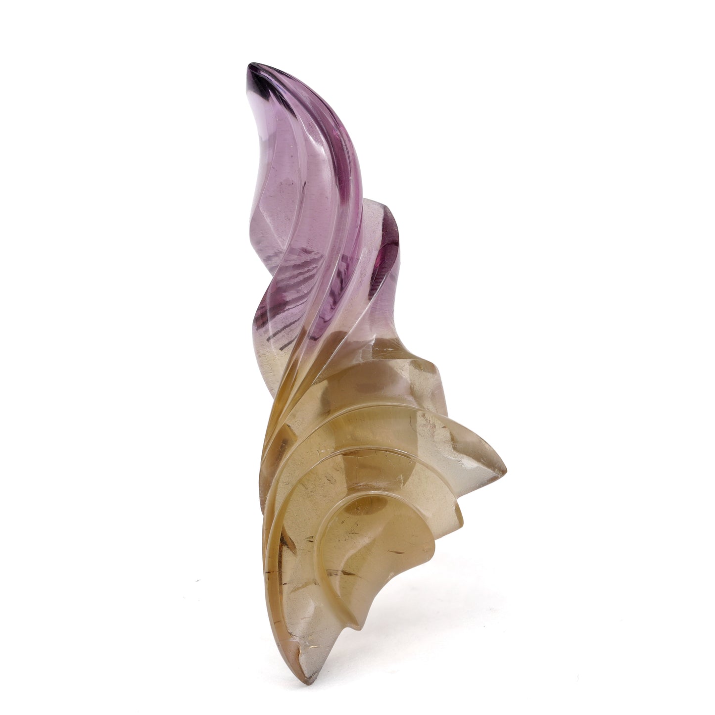 Nick Alexander Ametrine carving on white background