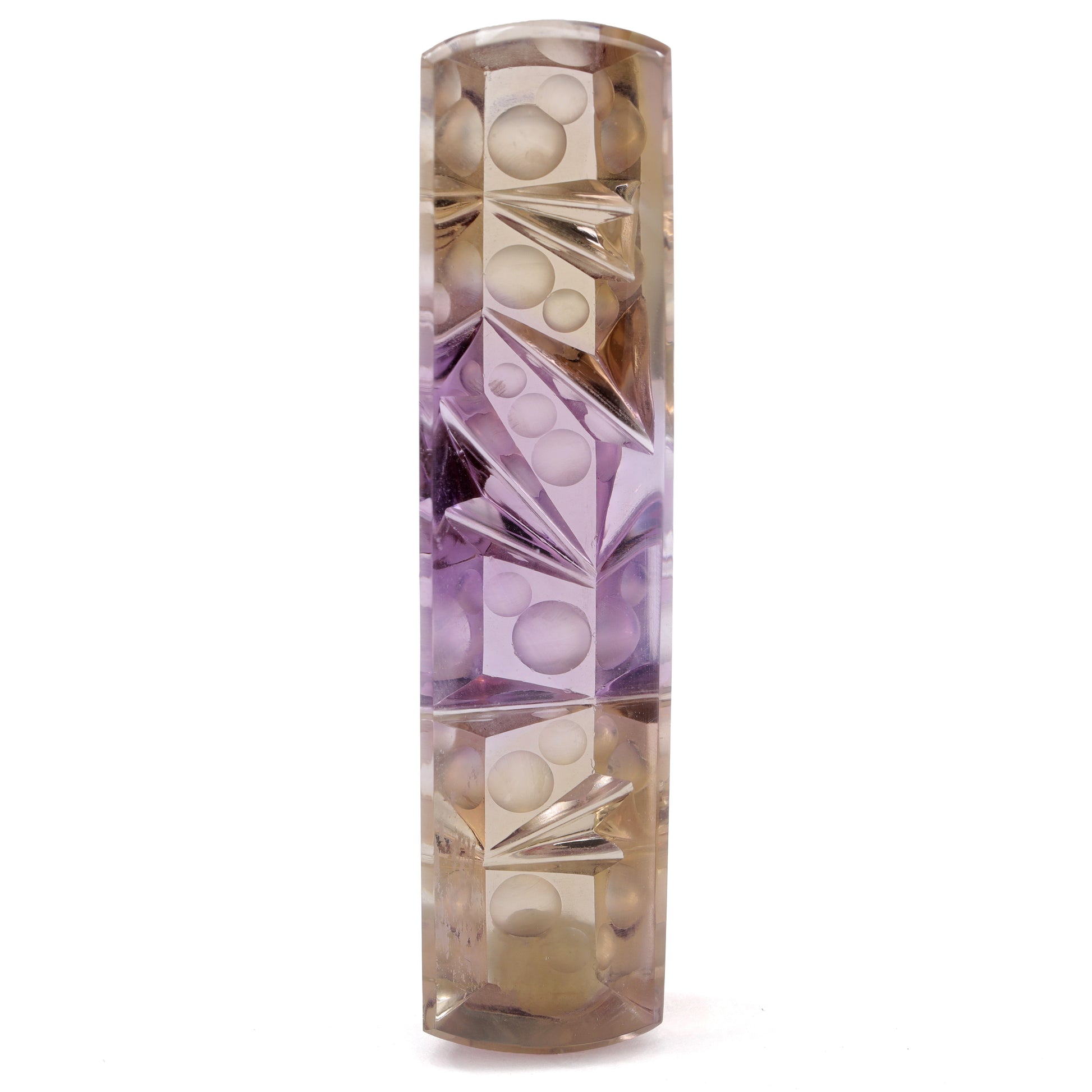 Nick Alexander fantasy cut Ametrine on white background