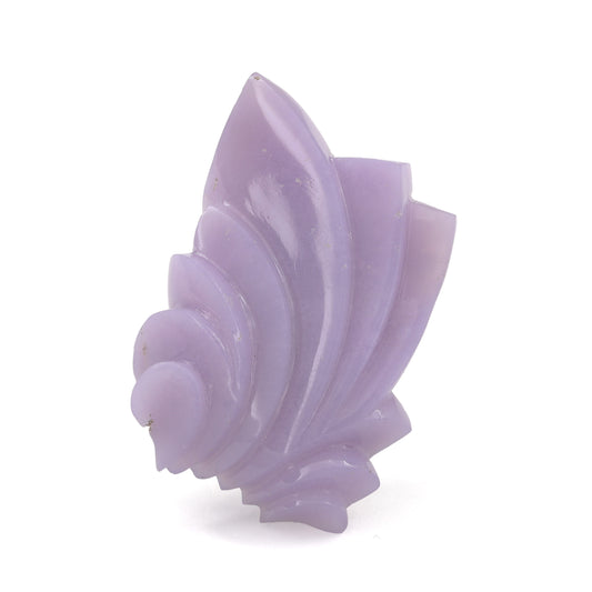 Purple Chalcedony Carving on white background carved by Nick Alexander